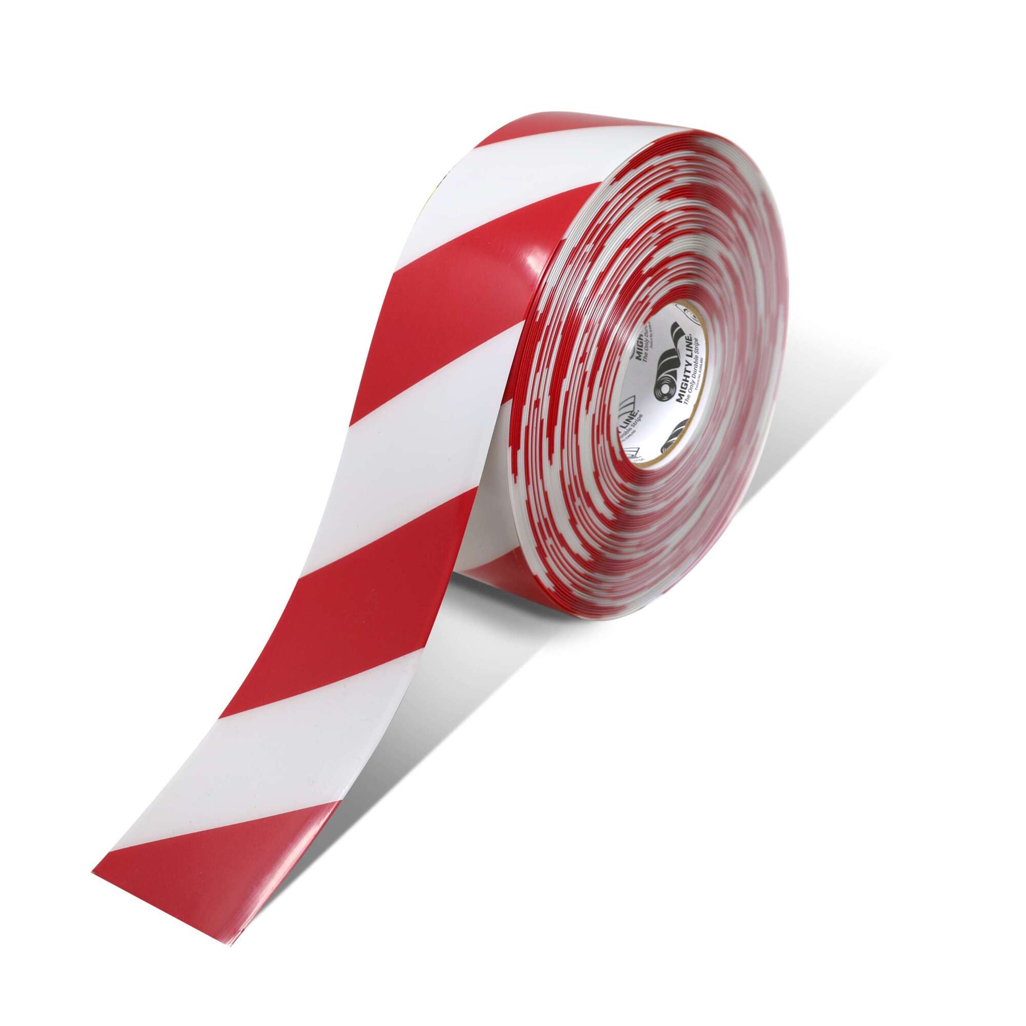 Mighty Line Floor Tape — 3in. x 100ft., White with Red Chevrons, Heavy-Duty Vinyl, Model# 3RWCHVRED